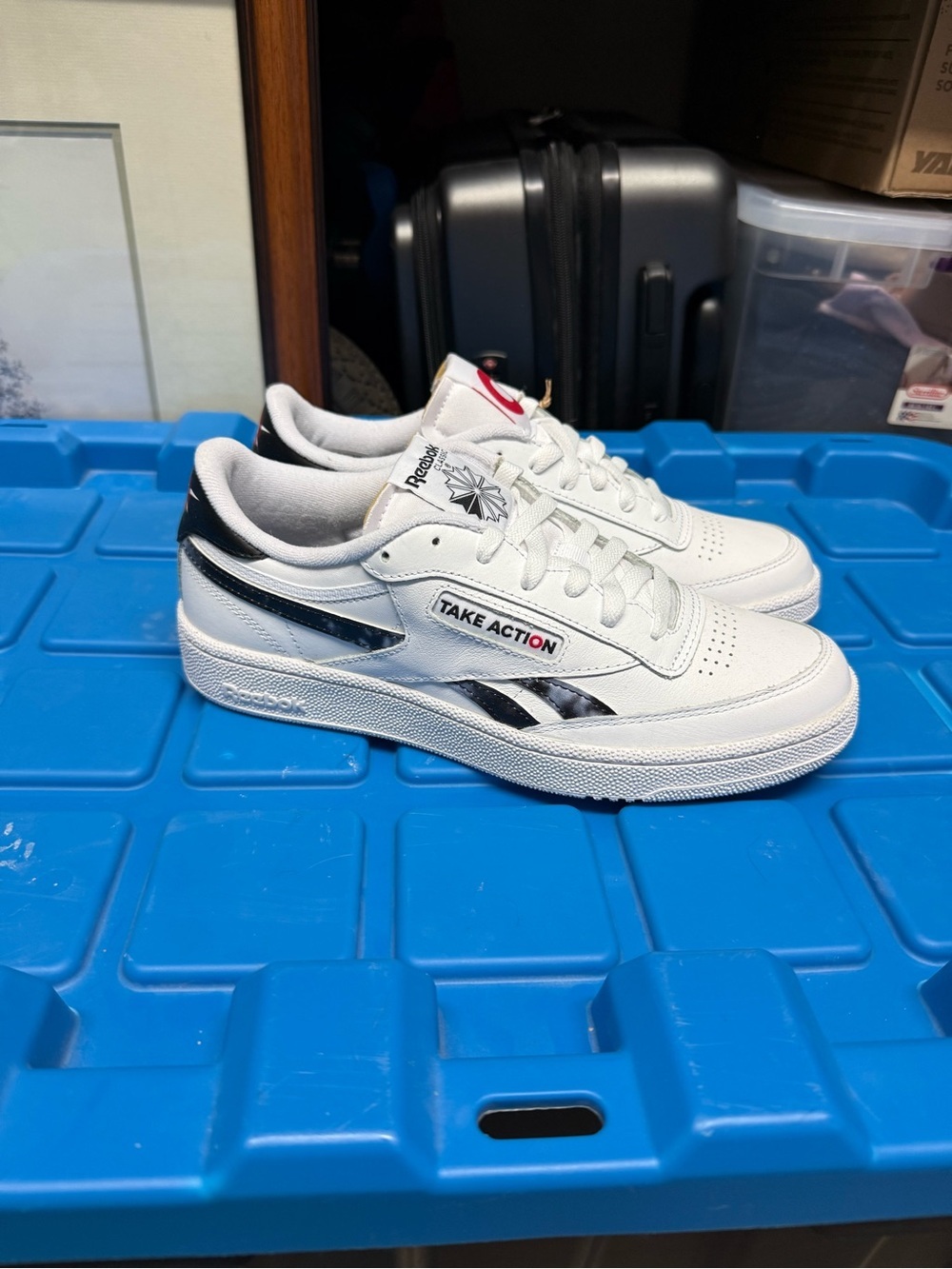 Reebok Club C 85 White Sneakers with Black Logo Detail Ltd Edition Take Action